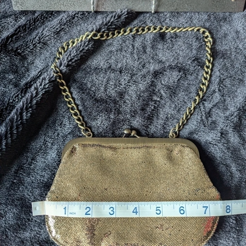 EUC Gold Shine Express Purse/Clutch w/ Attached Strap